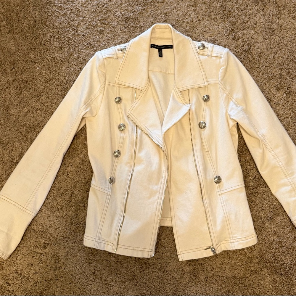 White House Black Market Cream Denim Jacket
